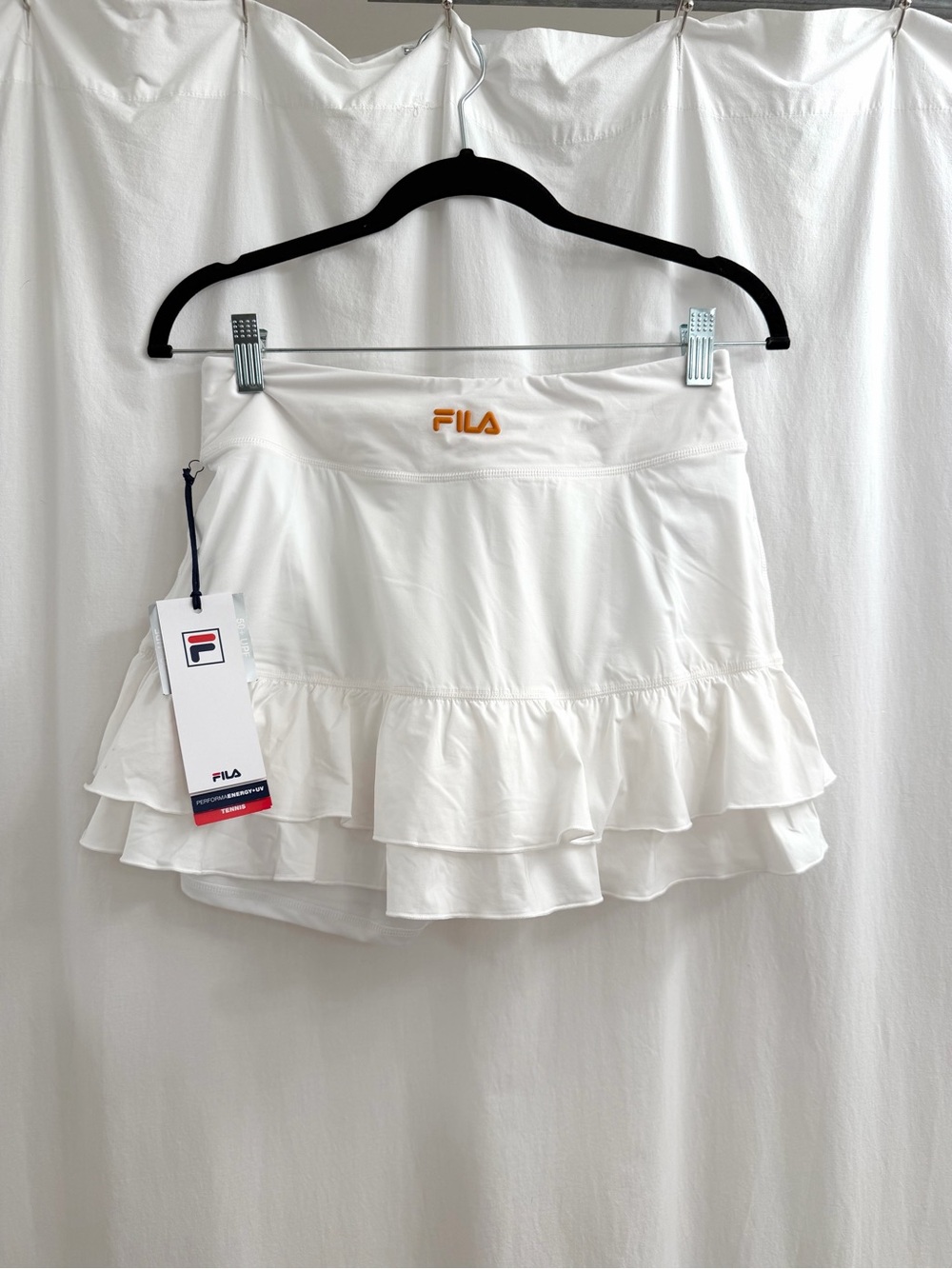Fila White Ruffled Tennis Skort with Orange Logo